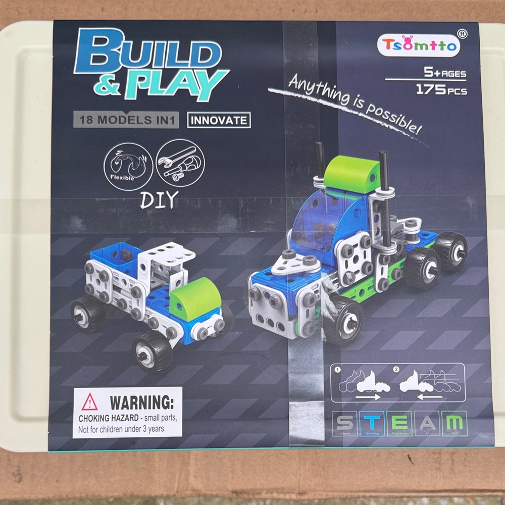 Tsomtto Build & Play Kids Construction Set - Blue, Green, White